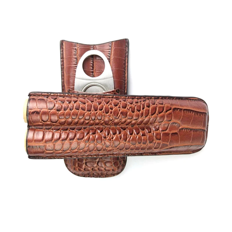 Оптовая продажа трубка для упаковки сигар 2 пальца держатель переноски с резаком аксессуары курения подарочный набор