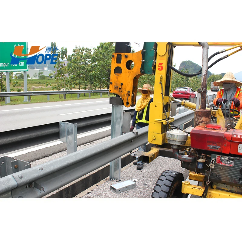 Galvanized Steel Round Post for W Beam Highway Guardrail Silver Diameter 114mm, thickness 4.5mm Highway Guardrail Post