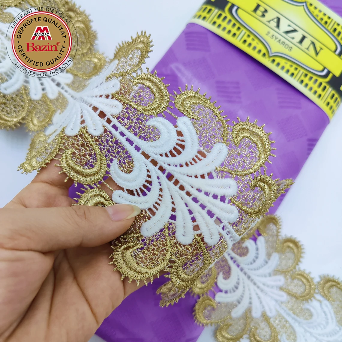 Lace Trimmings With Bazin Riche Original 2022 African Lace Fabric Ribbon Trim For Wedding Dress Sewing Nigerian Party Basin