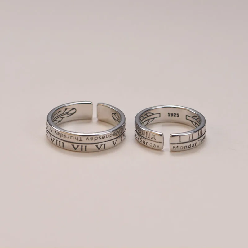 Couple Rings Letter Open Rings Roman Numerals Week Rings