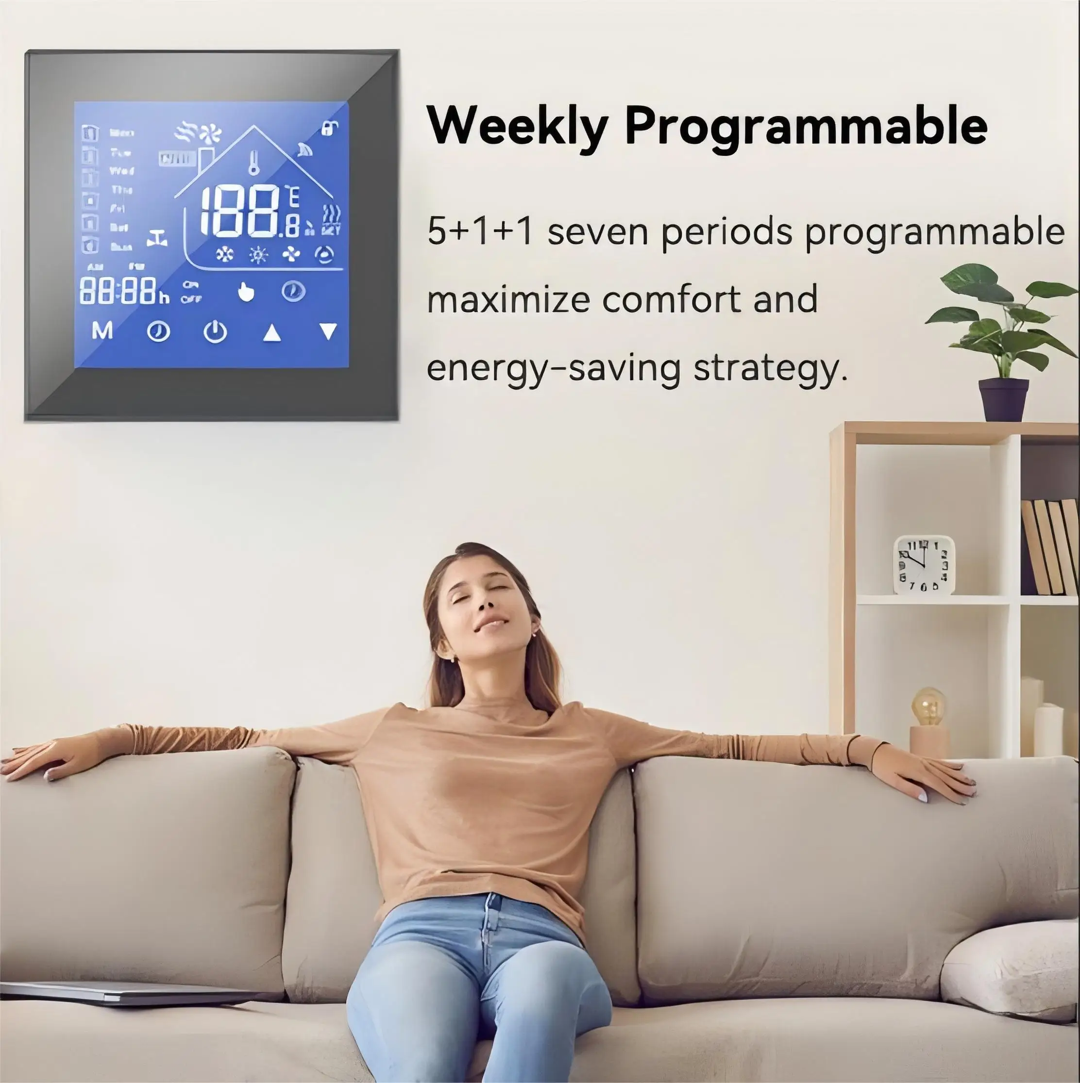 Tuya Smart WiFi HVAC Air Conditioner with Modern Design 240V Wireless Cooling Device Built-In Room Thermostat for Home Apartment