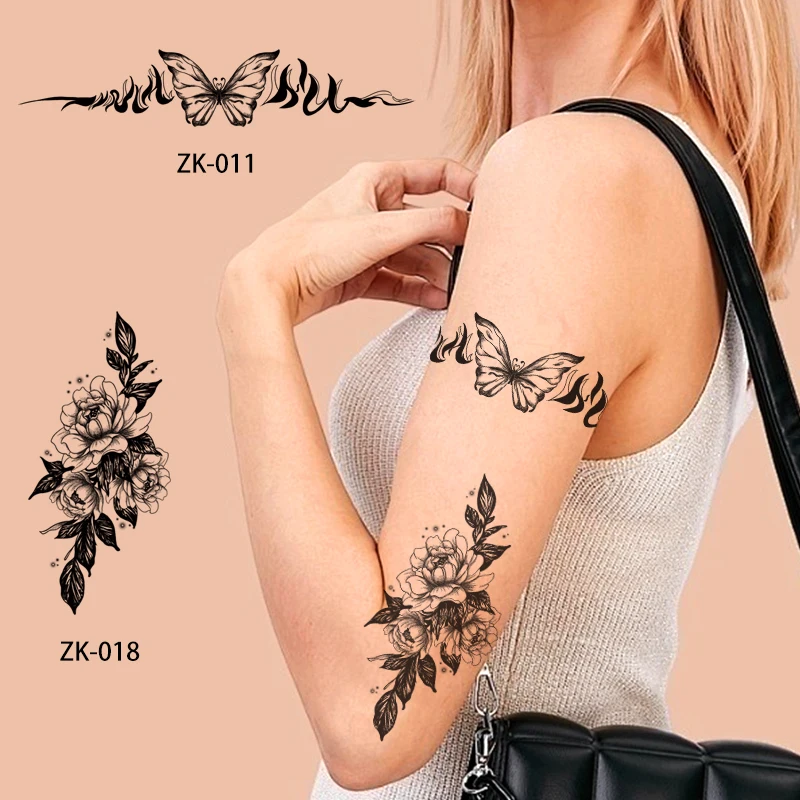 New Waterproof Semi-Permanent Lace Butterfly Pistol Chain Pattern Herbal Inspired Tattoo Stickers