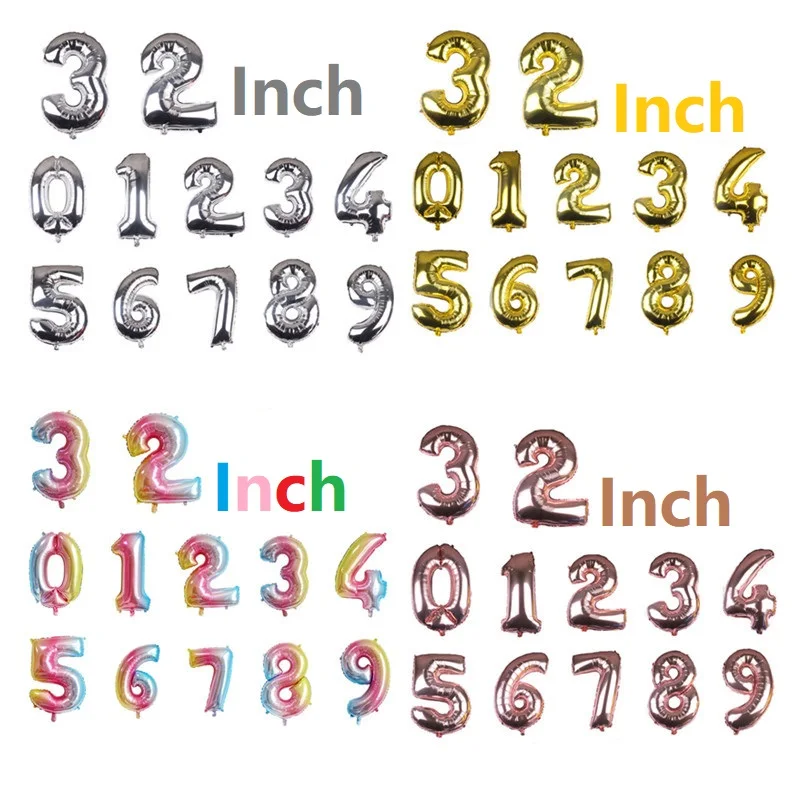 FUXIN 32' Number Balloons - 32inch Number Foil Balloon Helium Balloon For Weeding & Birthday Baby Shower Party Decoration