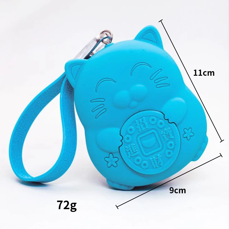 Lucky Cat Cheap 3D Silicone Rubber Cute Change Coin Purse Girls Zipper Mini Wallet