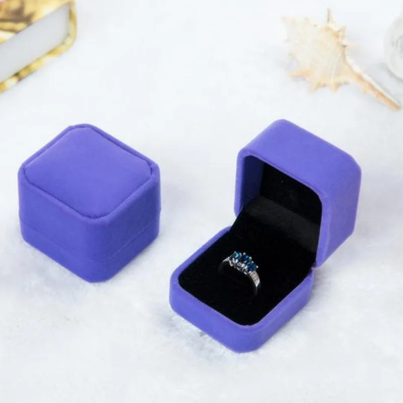 Flannel Jewelry Pendant Packaging Wedding Ring Box Stud Earrings Flocking Gift Box