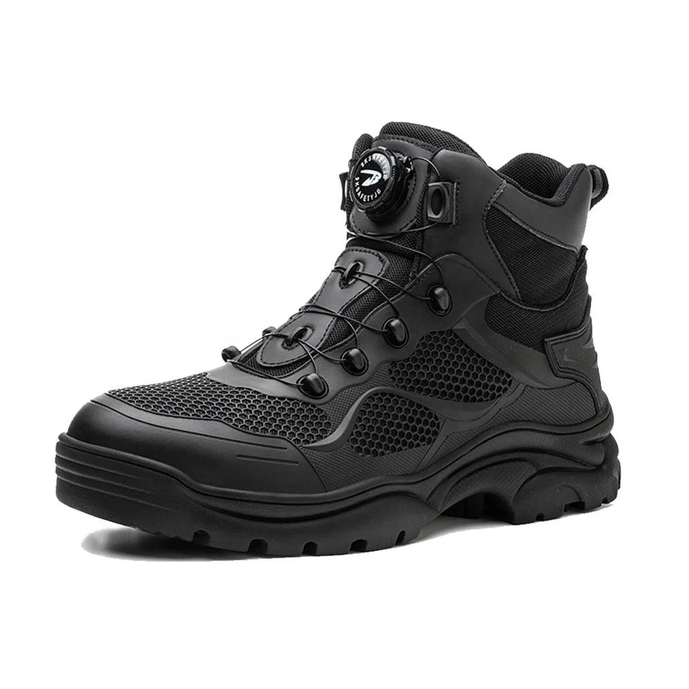 Rotary Buckle Work Boots Safety Safty Steel Toe Shoe Men Protective Shoes Anti-smashing High Top Botas De Seguridad Industrial