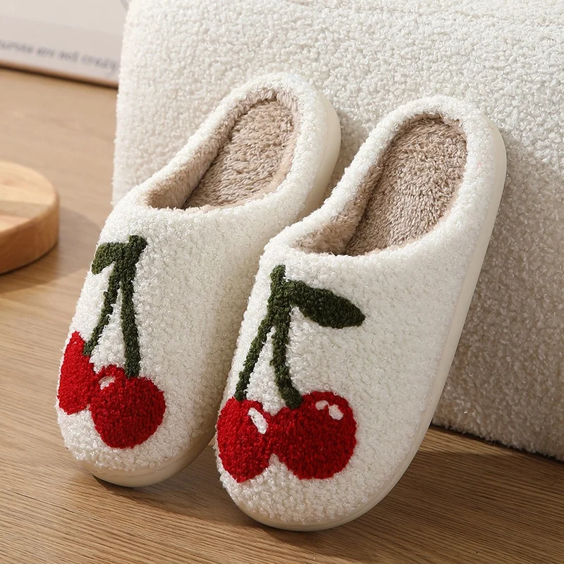 Winter Plush Indoor Slide Slippers Custom Logo House Furry Warm Home  Plush Slipper For Women Girls