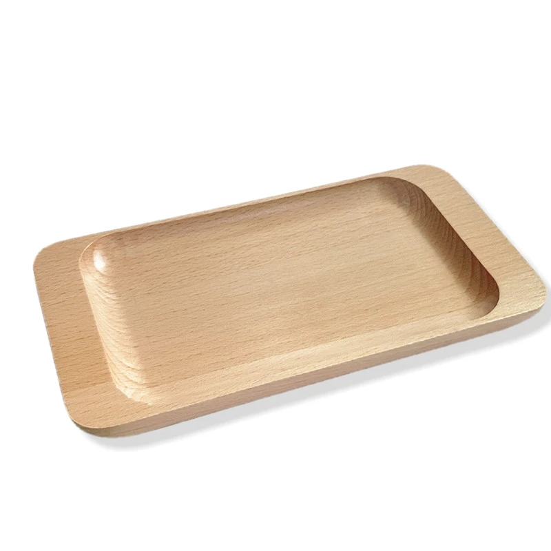 Customized Rectangle Wooden Dinner Serving Tray for Tea Fruit Dessert Cake Snack Salad Butter Cheese Plate