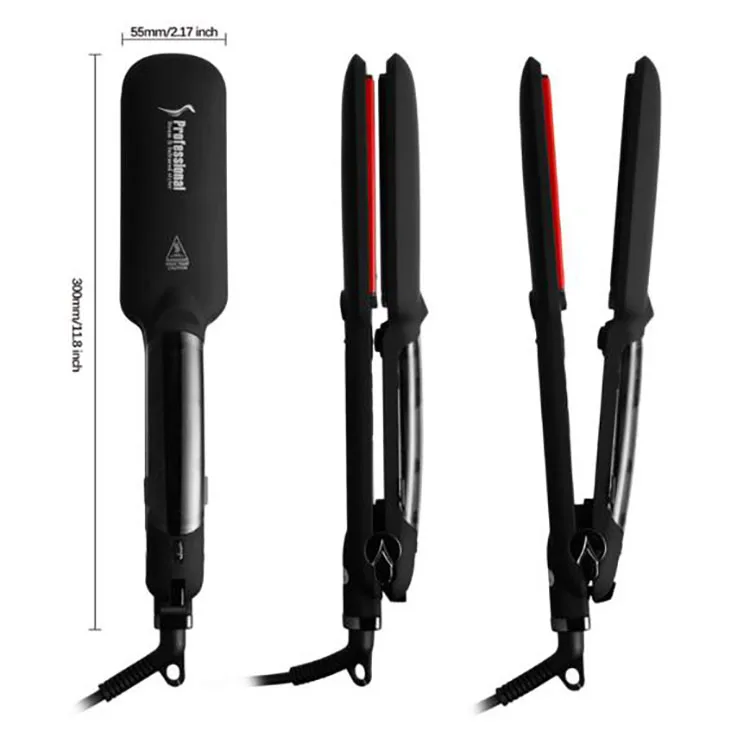 Infrared Hair Straightener and Curler 2 in 1 Ceramic Steam Hair Straightening and Curling Tool Dual Voltage