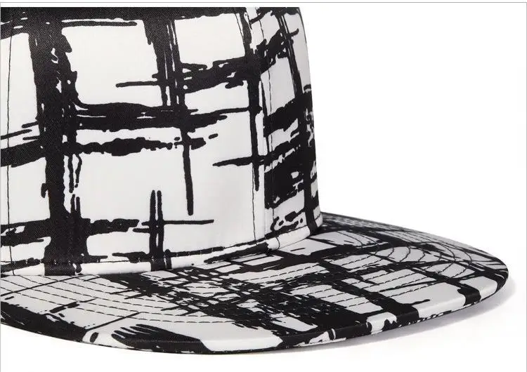 Wholesale Customized Polyester Check Printing Adjustable Hip-hop Baseball Hat 
