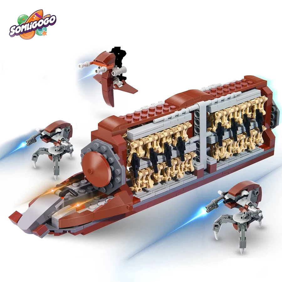 SL 689pcs Space Wars Transport Vehicle With Battle Droid Plastic Assemble Building Block Set Educational Toys For Kids