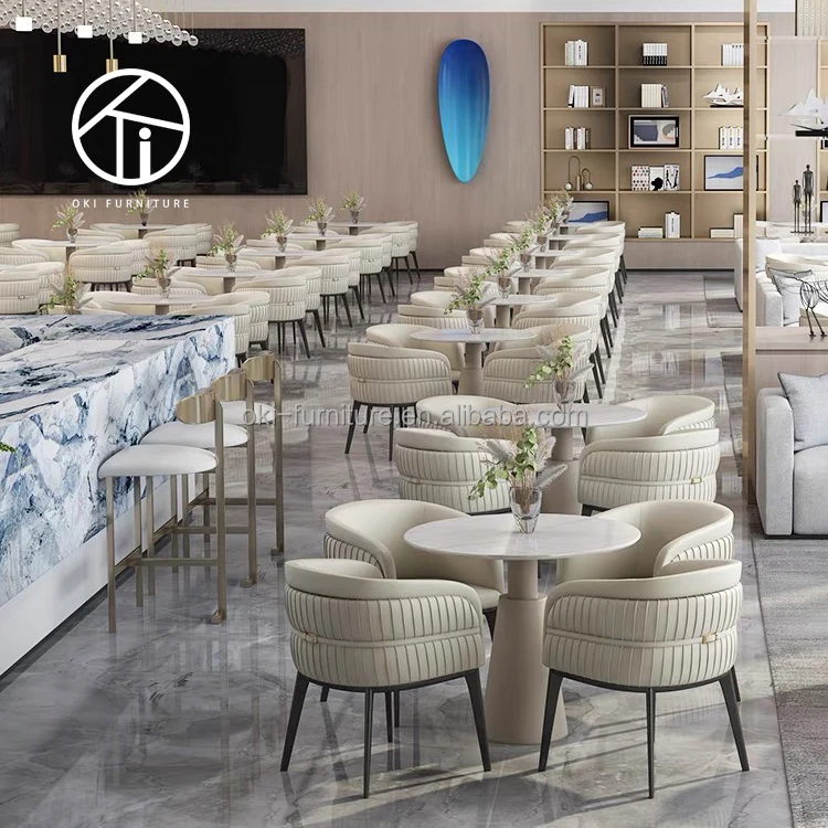 fine modern luxury velvet hotsale vintage cafe shop restaurant canteen hotel furniture sets dining table dining chairs