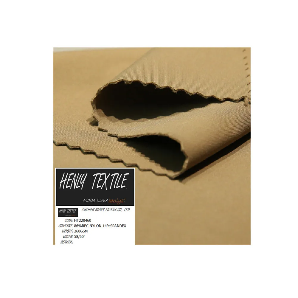 HT220460 BIODEGRADABLE RECYCLE FABRIC 86%RECYCLE NYLON 14%SPANDEX 260GSM KNITTED INTERLOCK FABRIC FOR LEGGING