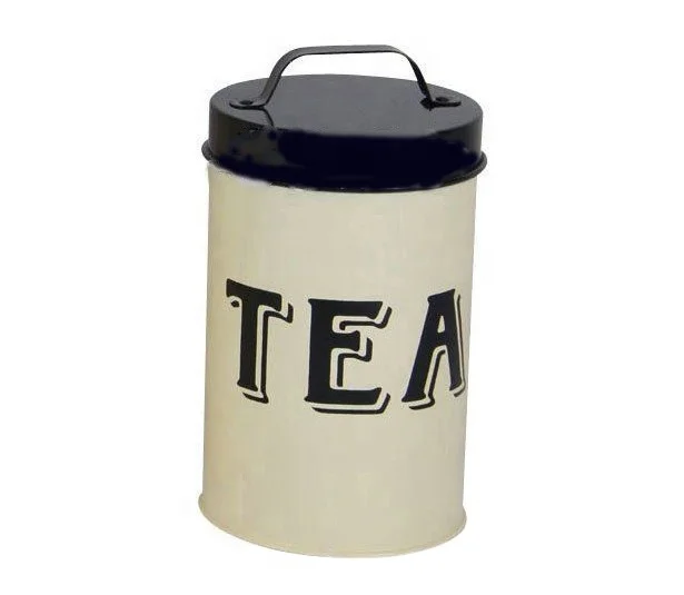Hot Sale High Quality Custom Printed Round Tea Can Flour Storage Canister Tin Box With Handle