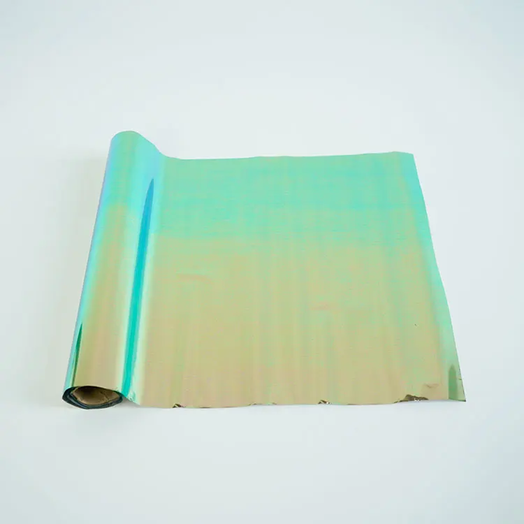 C-AC2 Green and yellow color metallized aluminum pet holographic foil hot stamping foil dtf film for textile leather