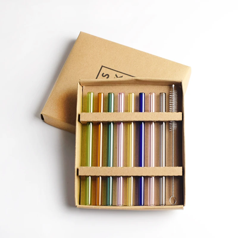 Маленькая чашка для коктейля 14 см цветная стеклянная соломинка прямая подарочная коробка