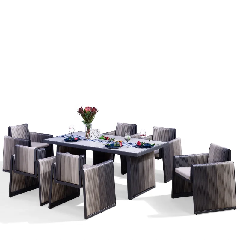 Hot Selling Product Aluminum Waterproof Fabric Garden Furniture Sets Outdoor Dining Restaurant Chairs And Tables