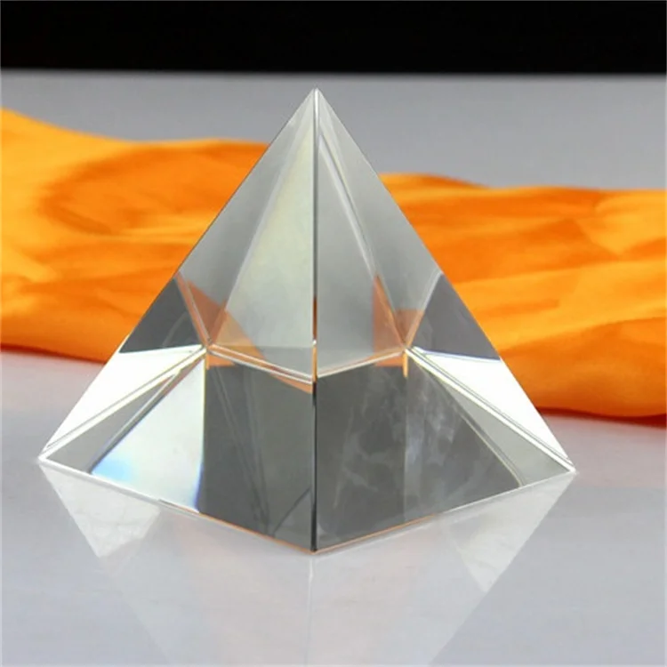 wholesale 60mm 80MM Glass Crystal Pyramid Ornaments Paperweight custom 3d laser engraving logo for home office decoration