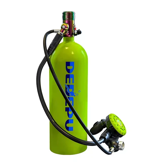 DEDEPU D600 2.3L With airbag Press deflated scuba adapter with strap tube Green dry breathing tube Air Tank scuba