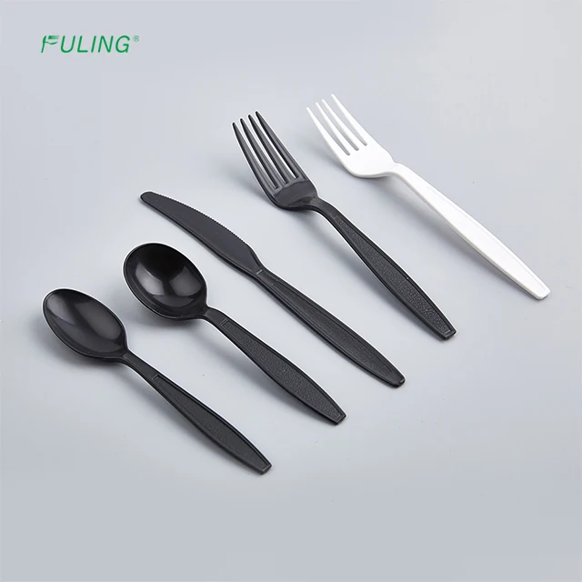 FULING Heavy Duty  Tableware Plastic Forks Disposable Cutlery 4.5g PP PS Material Plastic Fork Wrapped