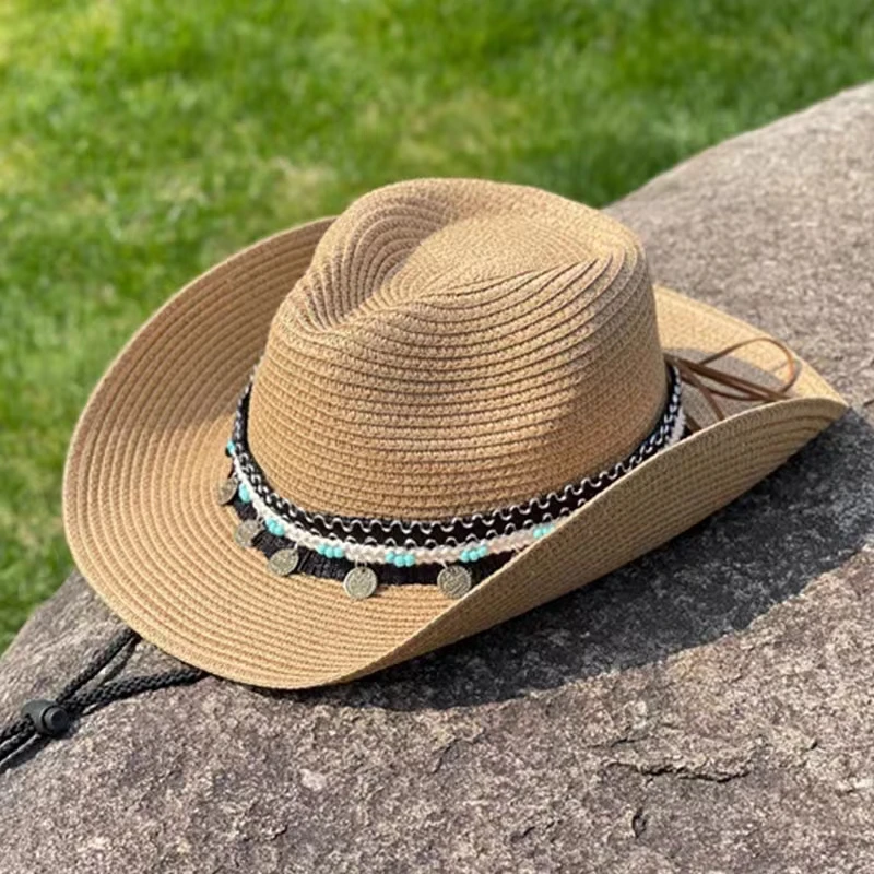 Ruimantike wholesale china breathable paper braid cowboy hat promotional straw cheap colorful cowgirl cool original headwear cap