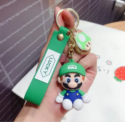Wholesale Cheap Cartoon Silicone Rubber Keychains anime mario bros Doll Keychain For Women Men Bag Car Keyholder