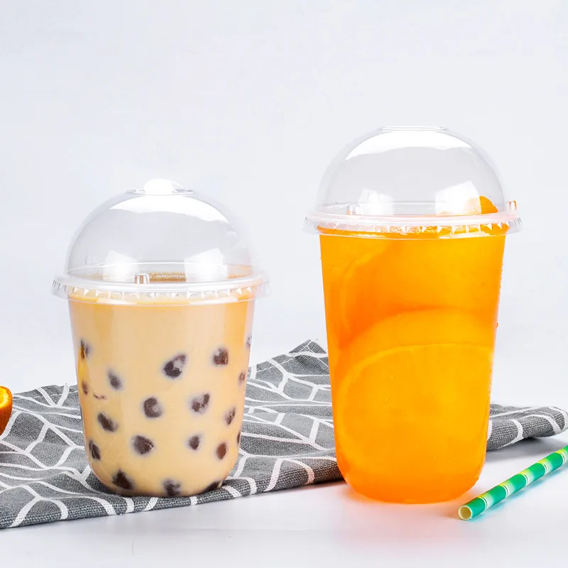 Hot sale 16 oz 500ml 24 oz 700ml disposable cups with logo u shape plastic cup milk tea cup