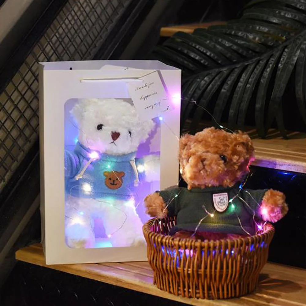 
30cm Baby Bear Plush Toy Stuffed Doll Toys LED Bag Package Lovely Birthday Gifts Children Girls Home Decorations Soft Toys 