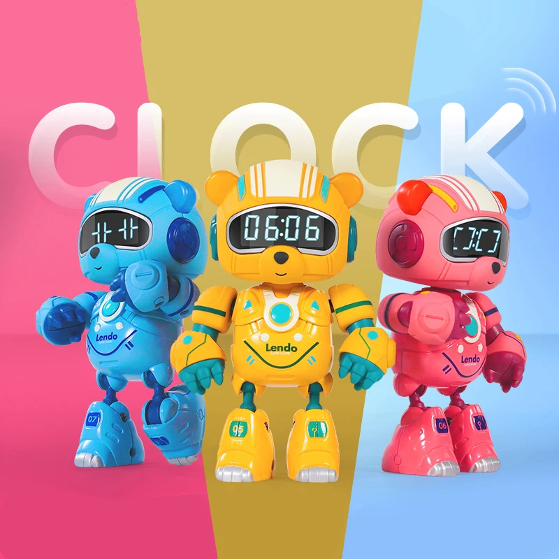 Литый под давлением металлический сенсорный индукционный будильник с электрическим освещением музыкальный будильник игрушки-роботы из сплава