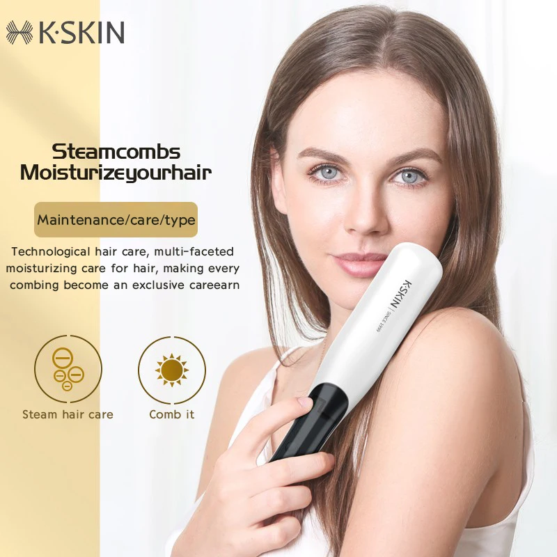 KSKIN Hot steam hair treatment while straightening hair Hair Straightener with Steam