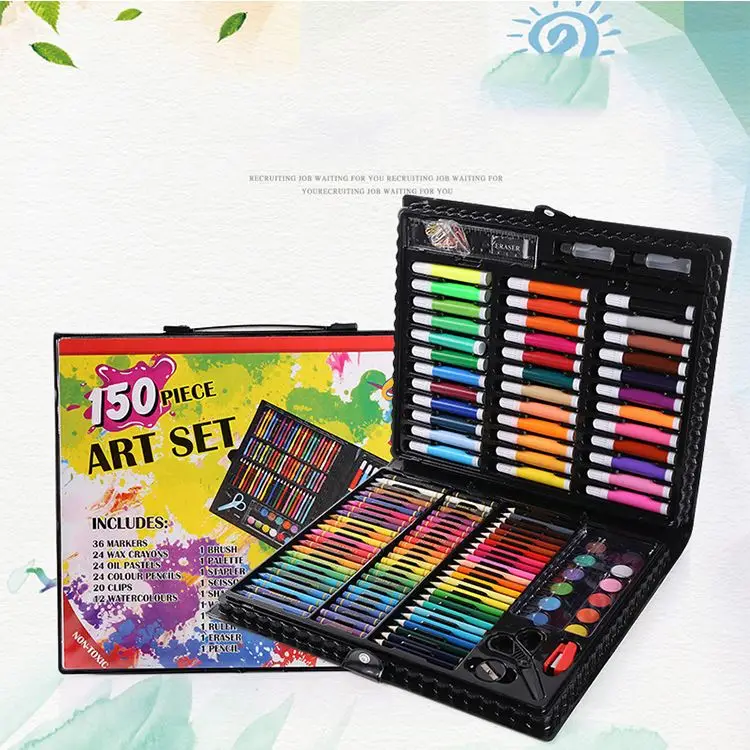 150 Piece Children's Permanent Brush Watercolor Pen Set Color Crayon Art Graffiti Diy Painting Tool Washable Marker for Kids