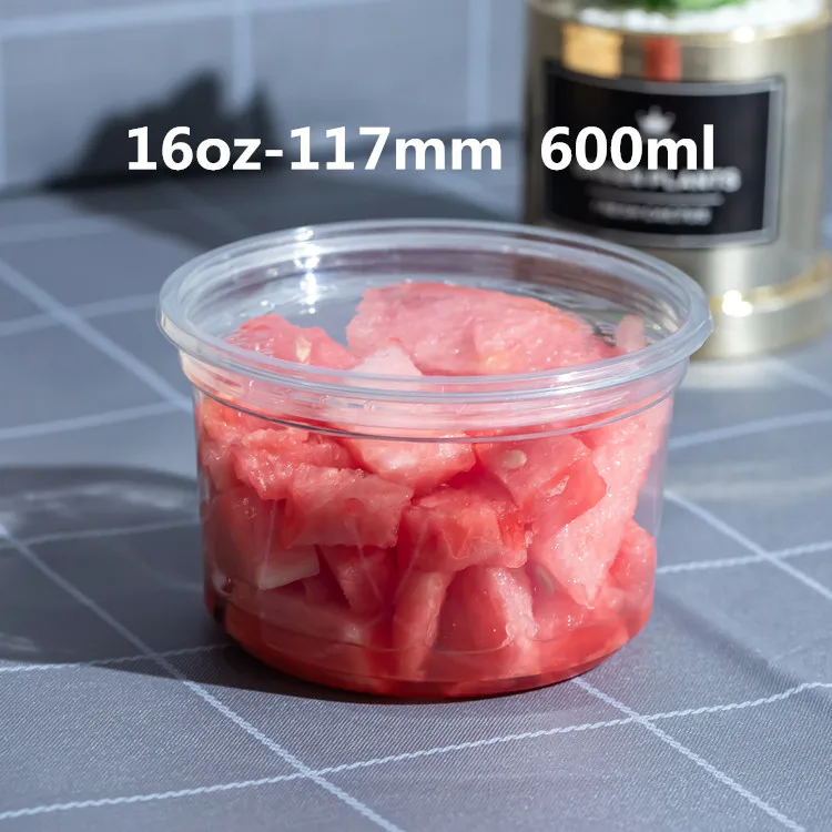 8oz 117mm good quality deli container, disposable plastic dishes, food packing box PET R-PET recycled material round containers