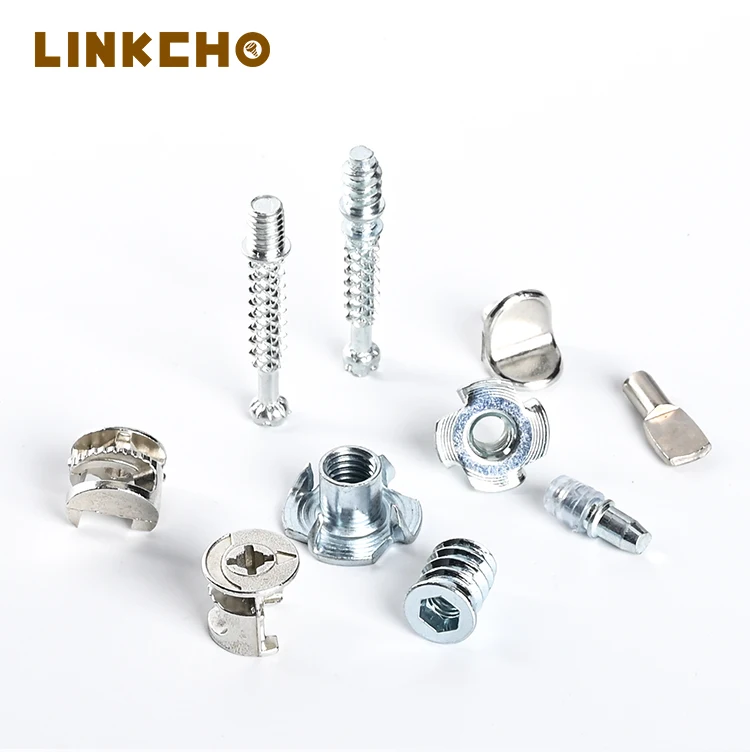 FOB Guangdong Furniture Minifix locking cam corner fastener small screw nuts joint connector bolt dowel screw