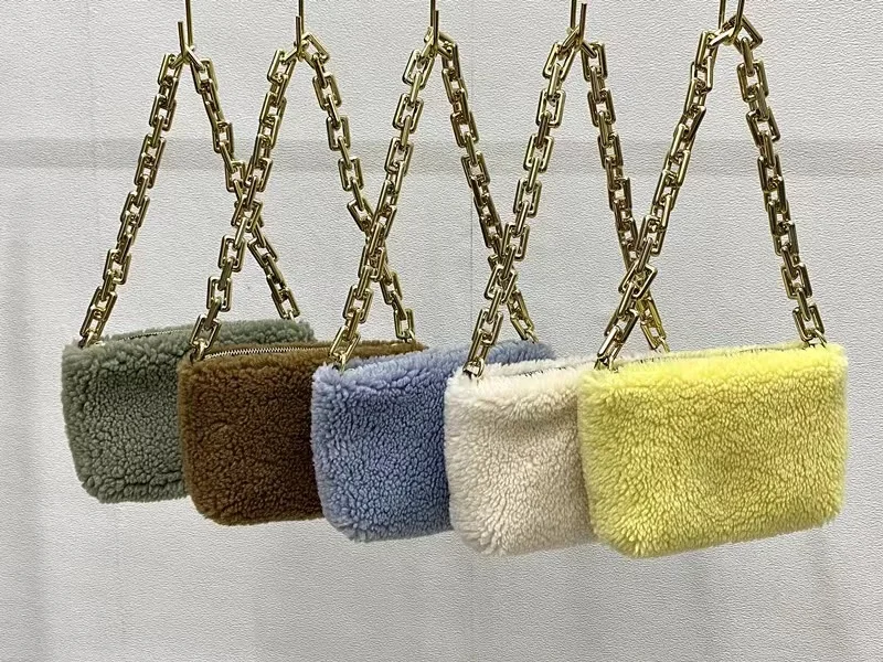 2022  high  street  fashion bags   curly  lamb  faux fur handbag    women  fur  bags