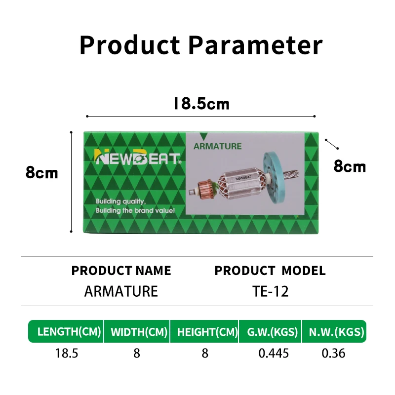 Newbeat high quality 100% copper armature TE-12 for electric power tools spare parts China OEM motor rotor
