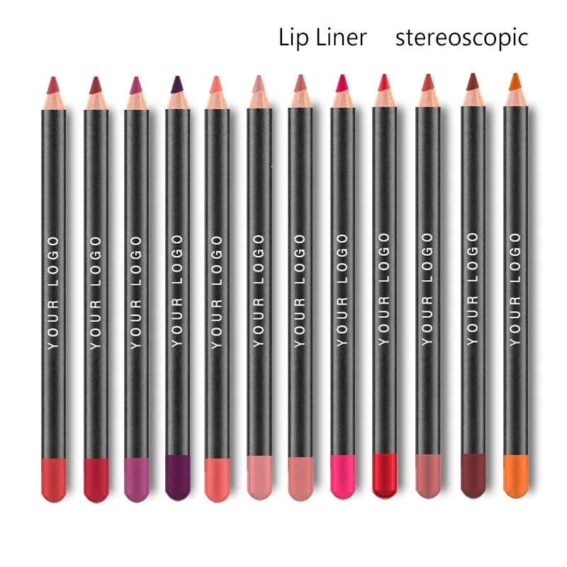 12 Colors Waterproof Pencil Lipliner Private Label Lipliner Pencil Custom Logo Lipliner Set