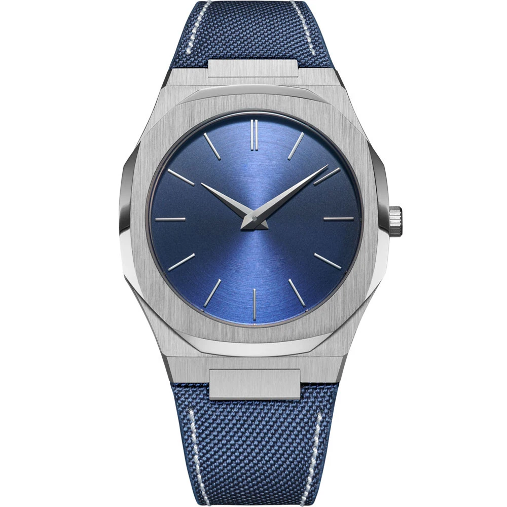 Blue sun-brushed dial japan movt quartz watch stainless steel back water  men wrist watch quartz