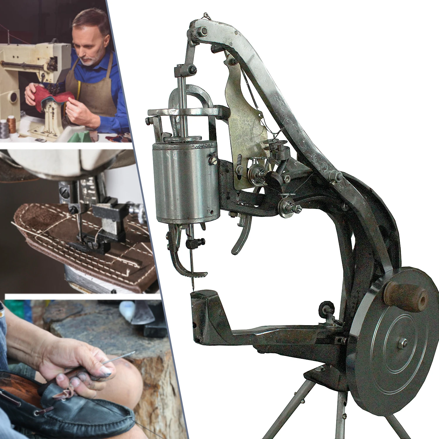 Leather Cobbler Sewing Machine Black Shoe Repair Tool Equipment Heavy Duty Industrial Hand with Needles Leather Craft Kit