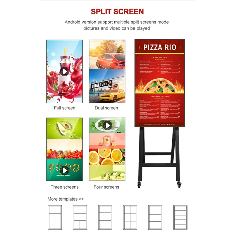 KINGONE Foldable Touch Screen Indoor Video Media Player Advertising Kiosk Portable Digital Signage