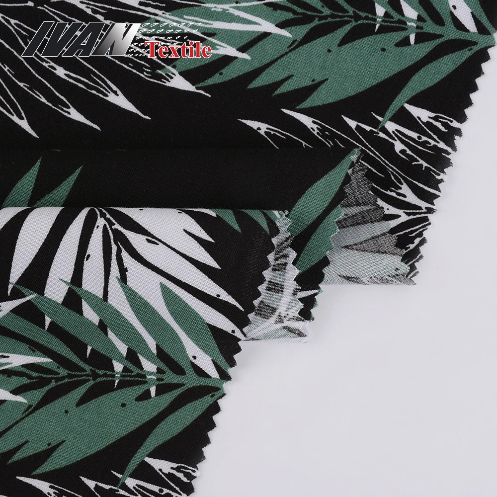 Фабрика Shaoxing, праздничный стиль, модное платье на заказ, устойчивые мягкие листья, искусственный шелк, Чаллис, принт для одежды