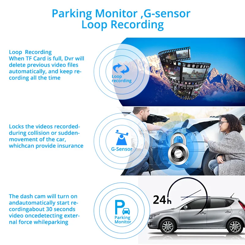 New car DVR full HD 1080P 5 inch touch screen recorder night vision camera double rearview mirror automatic mirror sprint camera