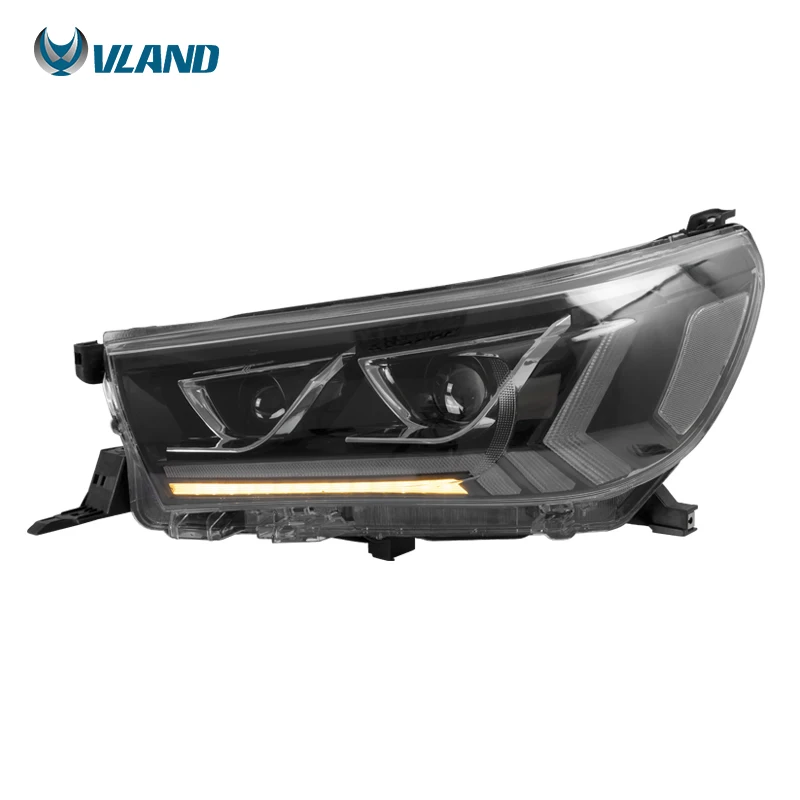  Автомобильная фара в сборе Vland для HILUX/REVO/ROCCO/VIGO 2015-2019 с полным светодиодным и поворотным сигналом + DRL Plug And