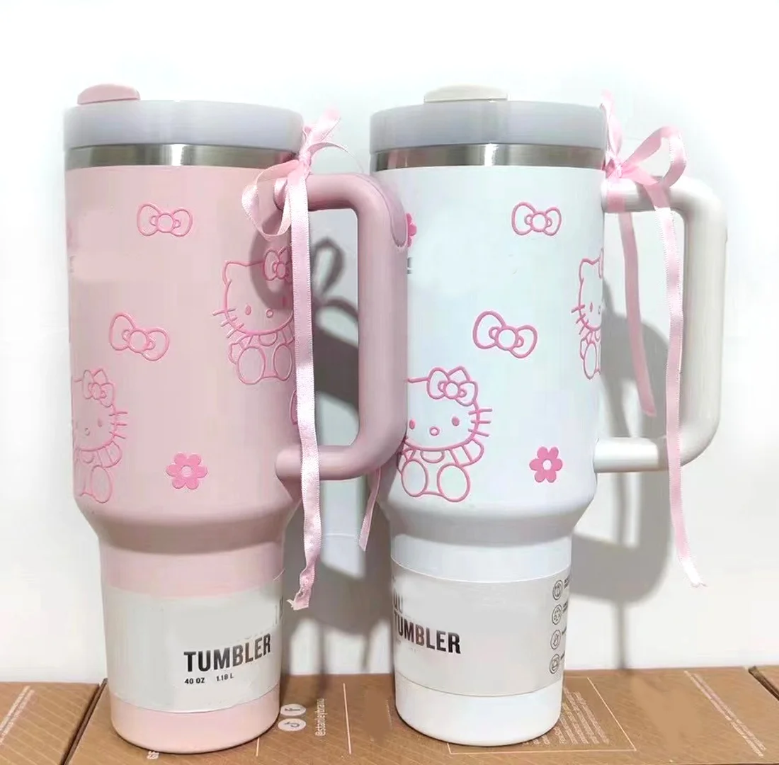TK Hot Selling Hello Kitty Stan 40oz Car Travel Mug Stainless Steel Tumbler Mug with Handle