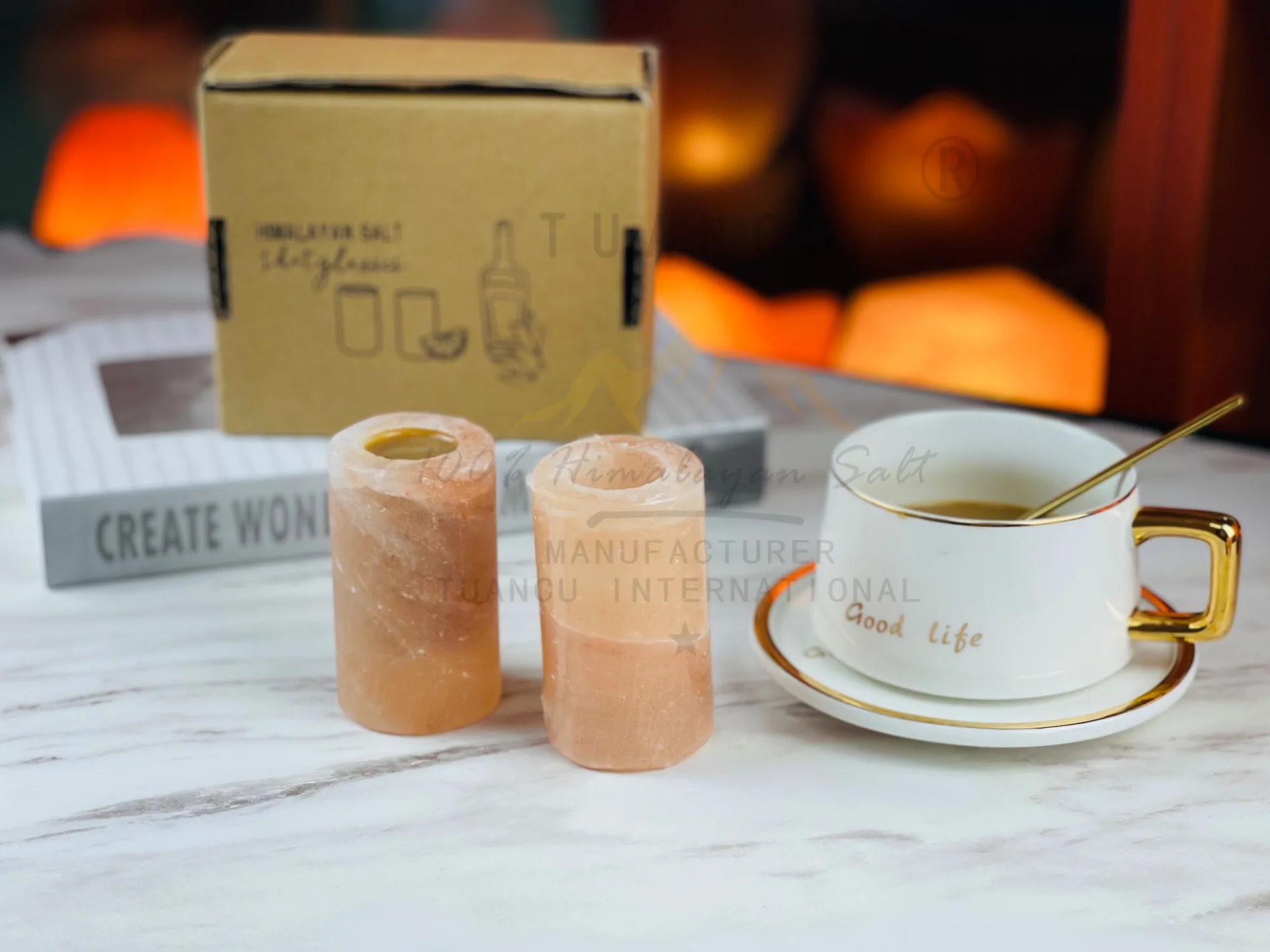 TUANCU Custom various sizes Himalayan tequila salt shot glass for party