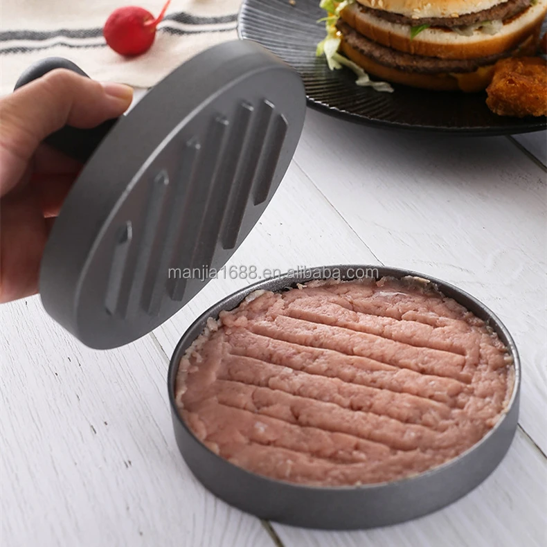 Manjia High Quality Aluminum Hamburger Patty Maker Stuffed Burger Press DIY Meat Beef BBQ Grill Burger Patty Mold