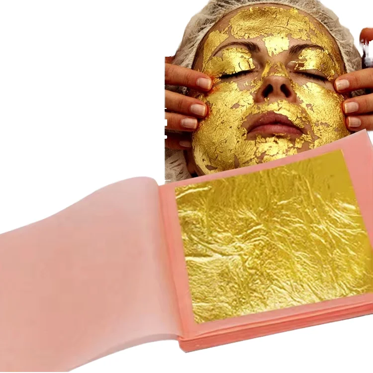 Customized Package Pure Real Gold Leaf Foil Anti-wrinkle Sheet For Face Beauty Edible Grade Gold Leaf 24k Gold Facial Mask