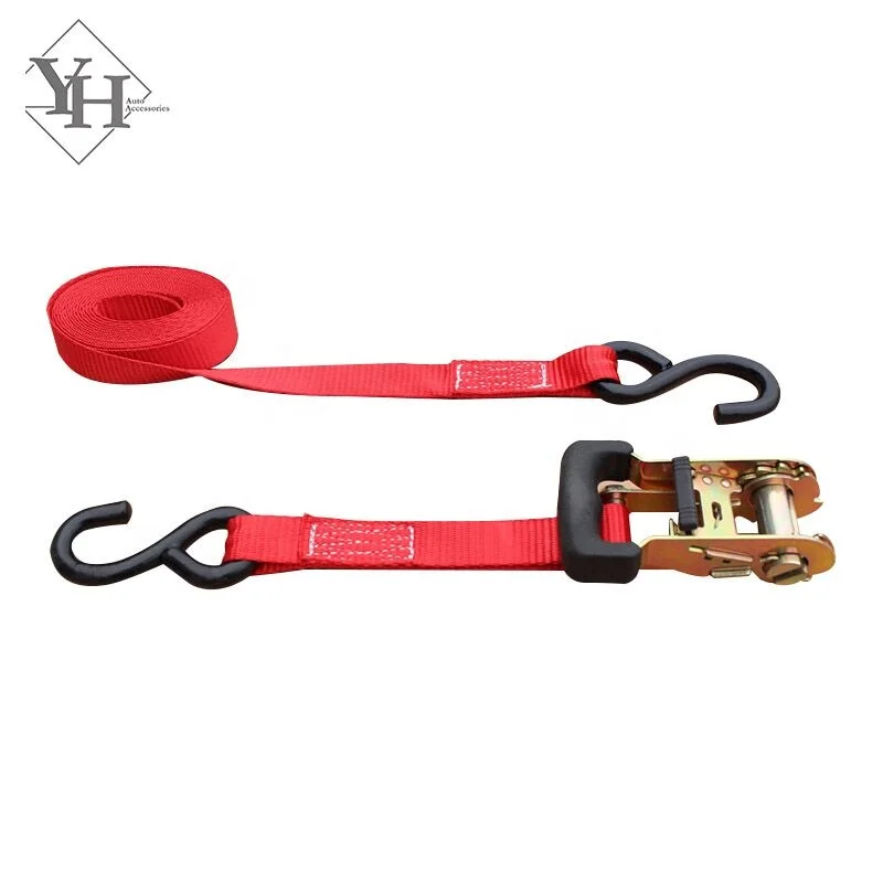wholesale custom heavy duty 25mm 1500kg cargo lashing belt 1 inch 3300LB motorcycle tie down ratchet straps