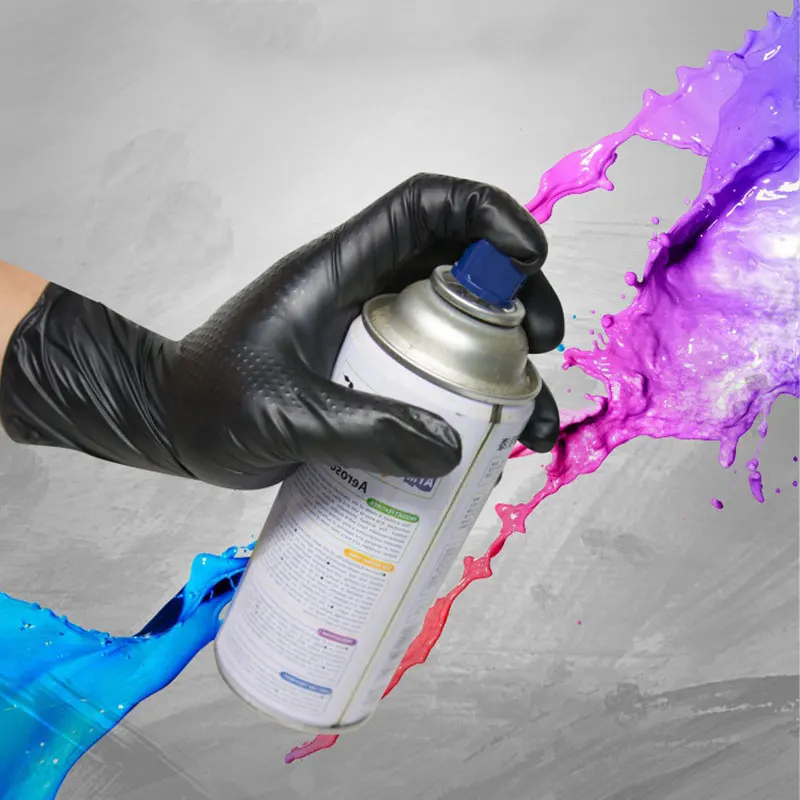 Biodegradable Safe 5 6mil 8mil Black Pure China Diamond Pattern Waterproof Comfortable Car Repair Thickened Gloves