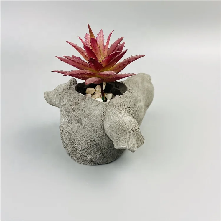 
High Quality Wholesale Home Decoration Animal Shape Hand Carved Cement Flower Pot 