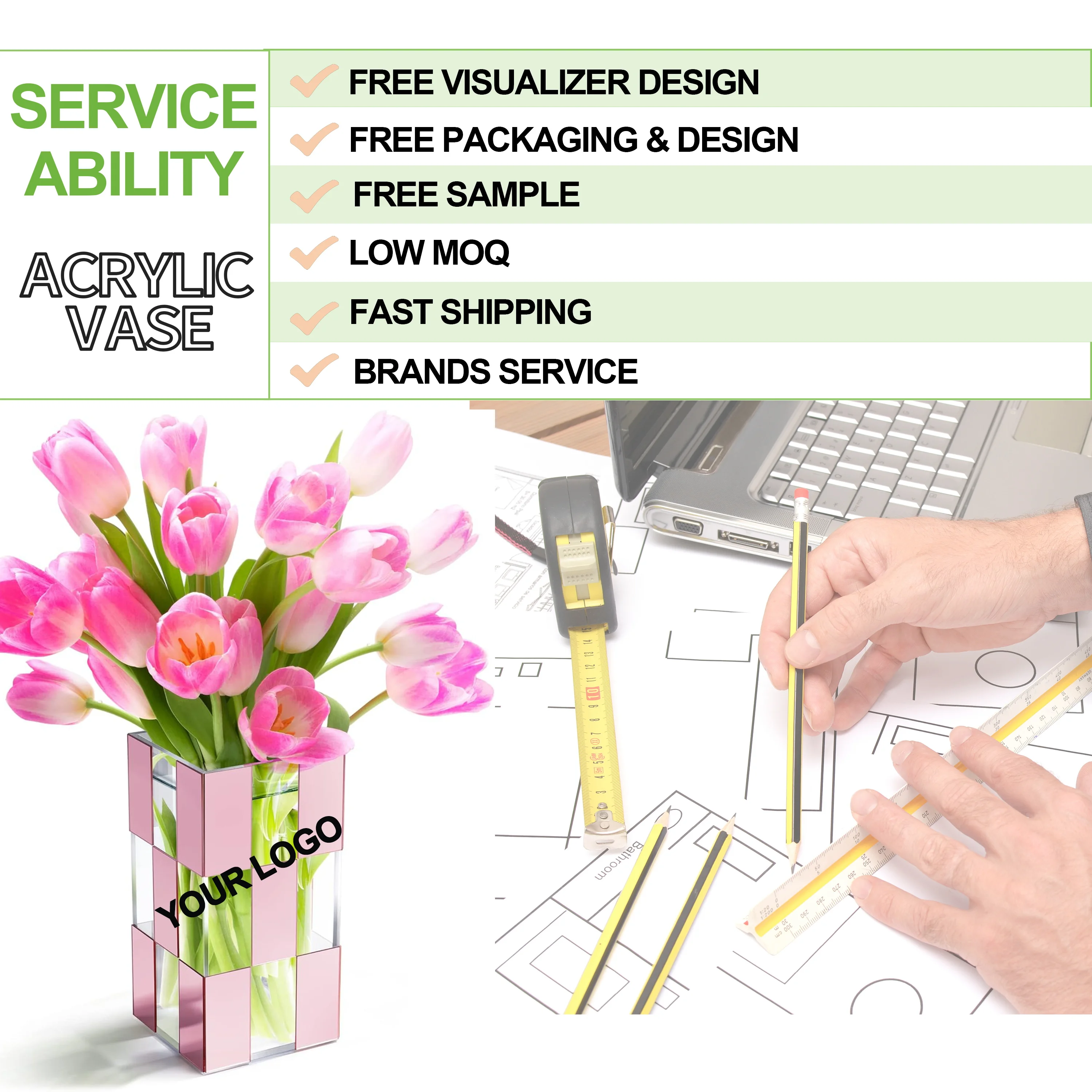 Custom Acrylic Lucite Bud Vase Tabletop Wedding Centerpiece and Home Decor for Wedding Parties Parties Flower Bouquet Vase